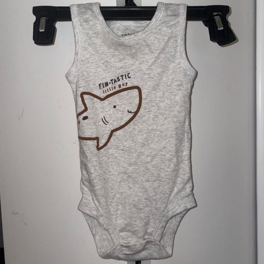Carter's Light Gray Shark Print Bodysuit